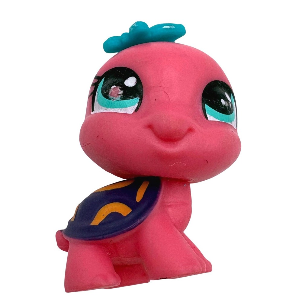 Littlest Pet Shop Pink Turtle McDonalds Happy Meal Toy Figure Flower Navy Shell